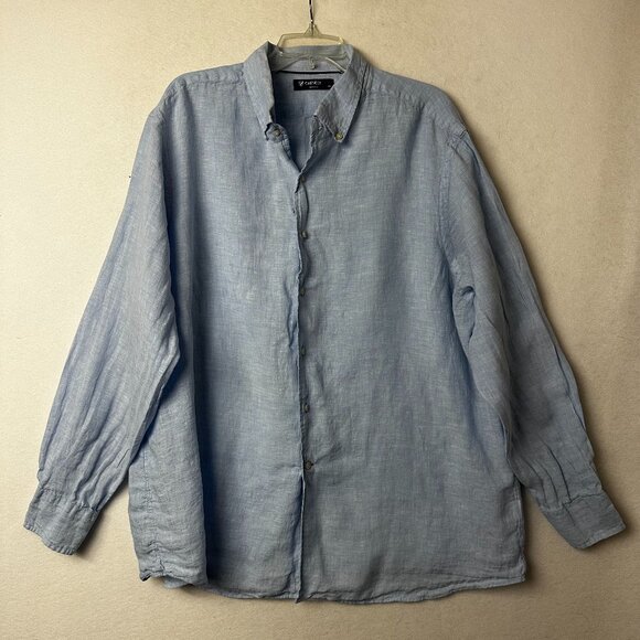 Daniel Cremieux classics shirt sz 2XL XXL 100% linen button up down baby blue - Picture 1 of 4